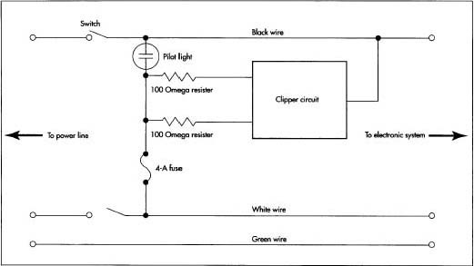 Circuit diagram of a surge suppressor.
