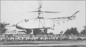 Igor Sikorsky pilots his craft, the VS-300, close to the ground in this 1943 demonstration.