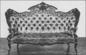 A traditional Victorian sofa purchased as part of a parlor suite by Mary Todd Lincoln after her husband's assassination. (From the collections of Henry Ford Museum & Greenfield Village.)